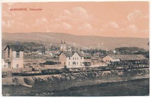 Maroshévíz, Toplita; Pályaudvar, vasútállomás, vonat, gőzmozdony / railway station, train, locomotive (vágott / cut)