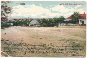 1913 Szatmárhegy, Viile Satu Mare; Piac tér, üzlet. Hirsch Lázár kiadása, Hollósi felvétele / market square, shop (EB)