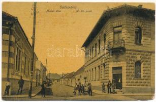 1914 Szászváros, Broos, Orastie; Malom utca, M. kir. posta / street view, post office (EM)