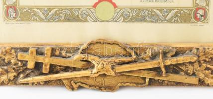 1928 Vitézi Rend avatási oklevél rajta Horthy Miklós kormányzó facsimile aláírásával rendkívül dekor...