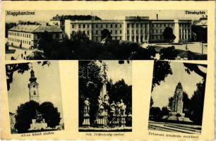 1947 Nagykanizsa, Törvényház, 48-as hősök szobra, Szentháromság szobor, Trianoni irredenta emlékmű (ragasztónyom / glue marks)