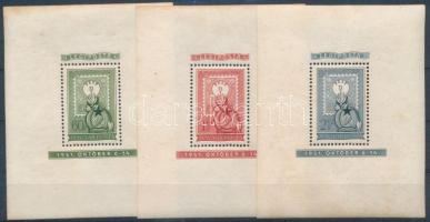 1951 80 éves a magyar bélyeg blokksor (51.000) (megsárgult papír és gumi / yellowish gum and paper)