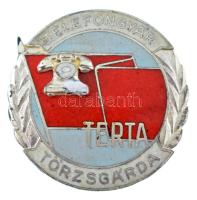 ~1960-1970. "Telefongyár Terta Törzsgárda" zománcozott, ezüstözött fém jelvény (~40mm) T:XF