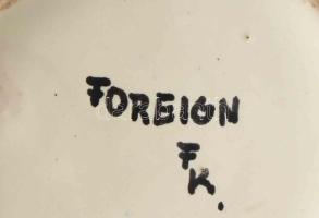 Vintage váza, geometrikus dekorral, jelzett, kis kopással, m: 20,5 cm