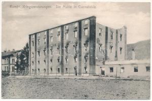 Toplec, Csernahévíz, Toplet; Rumänische Kriegszerstörungen, die Mühle / román háborús pusztítások, Schmidt testvérek malom. Hutterer G. kiadása / WWI military, Romanian destruction, destroyed mill (r)