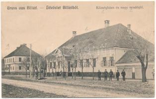 1910 Billéd, Biled; Községháza és nagy vendéglő. A. Weiser Photograpisches Atelier / town hall, restaurant (fl)