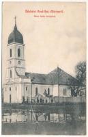 1909 Szentmárton, Aradszentmárton, Sanmartin; Római katolikus templom. E. Krischer Fotog. / Catholic church (lyukak / pinholes)