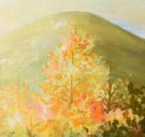 Károly Éva ( - ): Nyári táj patakkal. Olaj, vászon, jjl.: Károly É. 40x60 cm, keretben, kis sérüléss...