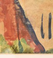 Domanovszky Endre (1907- 1974): Házak. Akvarell, papír, jbl.: Domanovszky. 19x28,5 cm. keretben, üve...