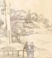 Jelzés nélkül: Templom. Litográfia, papír, 28x37 cm, keretben, üvegezett, jó állapotú