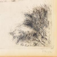 Varga Nándor Lajos (1895-1978): Parti fűzes / Rába Rumnál. Rézkarc, papír, jbl.: Parti füzes, jjl: V...
