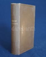 Angus, [Joseph] Jósef:  Bibliai kézikönyv, kalauzul a Szentírás tanulmányozásához. Készítette Angus Jósef. Magyar fordításban.  Budapest, 1876. Hornyánszky Viktor ny. [4] + 735 + [1] p. + 1 térkép (színes, kihajtható). Első magyar kiadás.  Joseph Angus angol baptista lelkész és bibliatudós (1816-1902) bibliatudományi kézikönyve eredeti nyelven először 1854-ben jelent meg, ,,The Bible Handbook - An Introduction to the Study of the Sacred Scripture" címmel. Az egyszerre ismeretterjesztő és hitmélyítő célzattal írt monográfia bőséges bevezetőt nyújt a Biblia értelmezéséhez, illetve művelődéstörténeti részleteihez. A címoldalon régi tulajdonosi bejegyzés.  Poss.: Mogyorósy Gyula büki evangélikus lelkész.  Aranyozott, vaknyomásos kiadói egészvászon kötésben, márványmintás festésű lapszélekkel. Jó példány.