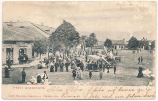 1907 Piski, Simeria; Piactér, Müller József üzlete. Adler fényirda / market square, shops (felületi sérülés / surface damage)