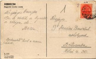 1942 Debrecen, Nagyerdei Leveles csárda. "Elfoglalt ember levelezőlapja" humoros lap (EB)