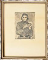 Szász Endre (1926-2003): Hamlet. Rézkarc, papír, jelzett, üvegezett fakeretben, 19,5×14 cm