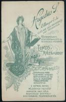 cca 1910 Kislány karikával és játék cicával, kabinetfotó Hegedűs fényképész és festő, Ellinger Ede c...