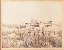 Dudás Jenő (1900-1991): Tihanyi betakarítás. Rézkarc, papír, jjl.: Dudás Jenő, jbl.: Tihanyi betakar...