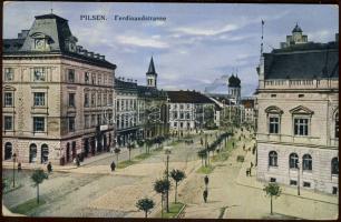 Plzen, Pilsen; Ferdinandstrasse / street, synagogue