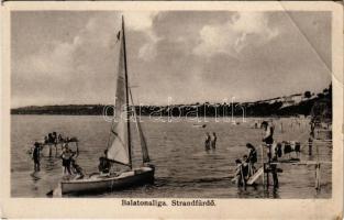 1944 Balatonaliga, strandfürdő, vitorlás (EB)