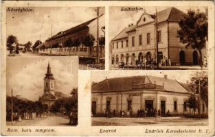 1932 Endrőd (Gyomaendrőd), Községháza, Kultúrház (Katolikus Népház), Római katolikus templom, Endrődi Kereskedelmi rt. (EK)