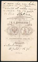 1875 Férfiportré, keményhátú fotó egy harkovi műteremből, dedikált, aláírt, 10,5×6,5 cm