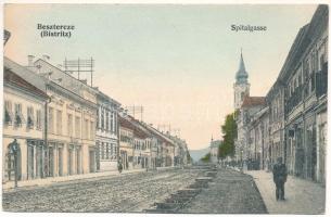 1911 Beszterce, Bistritz, Bistrita; Spitalgasse / Kórház utca, üzletek / Hospital Street, shops (EK)