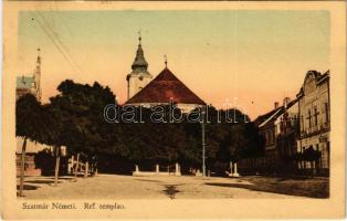 1912 Szatmárnémeti, Szatmár, Satu Mare; Református templom. Reizer János kiadása / Calvinist church (fl)