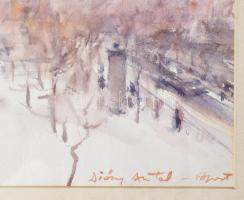 Diósy Antal (1895-1977):Erzsébet híd. Akvarell, papír, jjl.: Diósy Antal - Rakpart. 27,5x36,5 cm, ke...