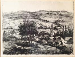 Mészáros Lajos (1925-1971): Ják. Rézkarc, papír, jjl.: Mészáros Lajos. 29,5x39 cm, keretben, üvegeze...