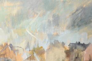 Óvári László (1926 - 1988): Városkép. Akvarell, papír, jjl.: Óvári L. 27,5x39 cm, keretben, üvegezet...