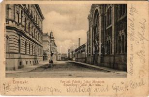 1900 Temesvár, Timisoara; Gyárváros, Jókai Mór utca, zsinagóga / Vorstadt Fabrik, Jokai Morgasse / street view, synagogue (EM)