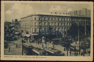 Warsaw, Warszawa; Ecke Marschallstrasse und Bahnhofstrasse / railway street, tram