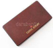 Francia kártya csomag készlet Casinos Hungary feliratos fa dobozban, kártyák bontatlanok