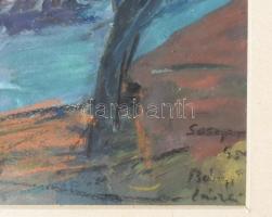 Bényi László (1909-2004): Tenger hajóval. Vegyes technika, papír, jjl: Bényi László. 23,5x30,5 cm, k...