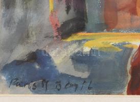 Bényi László (1909-2004): Motel, Párizs. Tempera, papír, jbl: Paris Bényi 56. 29,5x24,5 cm, keretben...