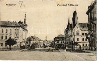 1914 Kolozsvár, Cluj; Wesselényi Miklós utca, híd / street view, bridge (fl)