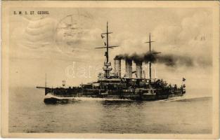 1914 SMS Sankt Georg osztrák-magyar páncélos cirkáló / K.u.K. Kriegsmarine Panzerkreuzer / Austro-Hungarian Navy, SMS Sankt Georg armored cruiser. Phot. Alois Beer, F.W. Schrinner 1913.