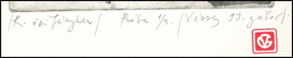 Véssey Gábor (1948-): R. őszi fényben, 1999. Rézkarc, papír, jelzett, próbanyomat 1/3 számozással, 1...