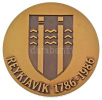 Izland 1986. Reykjavík városi rangjának 200. évfordulója kétoldalas bronz emlékérem (50mm) T:UNC Iceland 1986. Reykjavíks 200th anniversary as a city double-sided bronze medallion (50mm) C:UNC