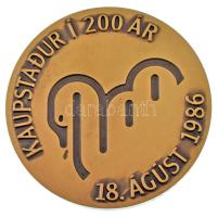 Izland 1986. "Reykjavík városi rangjának 200. évfordulója" kétoldalas bronz emlékérem (50m...