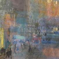 Ruzicskay György (1896-1993): Nagyvárosi forgatag. Pasztell, papír, jjl.: Ruzicskay. 27,5x36,5 cm, k...