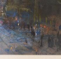 Ruzicskay György (1896-1993): Nagyvárosi forgatag. Pasztell, papír, jjl.: Ruzicskay. 27,5x36,5 cm, k...