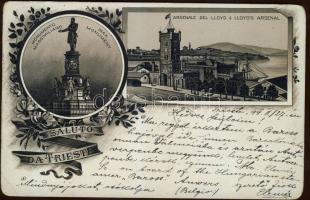1899 Triest with Max monument and Lloyd´s arsenal litho