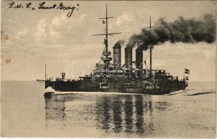 1910 SMS Sankt Georg osztrák-magyar páncélos cirkáló / K.u.K. Kriegsmarine Panzerkreuzer / Austro-Hungarian Navy, SMS Sankt Georg armored cruiser. Phot. A. Beer, F.W. Schrinner (EK)