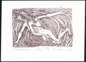 Kő Boldizsár (1969-): Fényrepörgők, 2002. Litográfia, papír, jelzett, I/VIII számozással. 10x15,5 cm