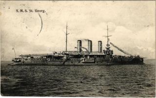 SMS Sankt Georg osztrák-magyar páncélos cirkáló / K.u.K. Kriegsmarine Panzerkreuzer / Austro-Hungarian Navy, SMS Sankt Georg armored cruiser. G. Fano Pola 1907-08. (fl)