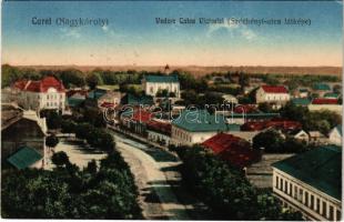 1933 Nagykároly, Carei; Vedere Calea Victoriei / Széchenyi utca látképe, zsinagóga / general view with synagogue (EK)