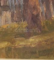 Duray Tibor (1912 - 1988): Falusi házak. Tempera, papír, jjl.: Duray T. 1954. Sérült! 28x40,5 cm, ke...