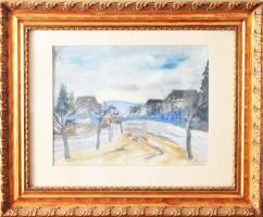 Bényi László (1909-2004): Téli utca. Tempera, akvarell, papír, jjl: Bényi László 55 Bényi László. 22...