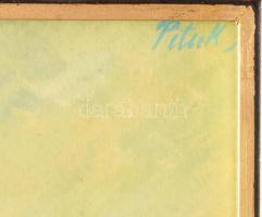 Pituk József (1906-1991): Virágcsendélet almával. Vegyes technika, papír, jjf.: Pituk. 35,5x45,5 cm,...